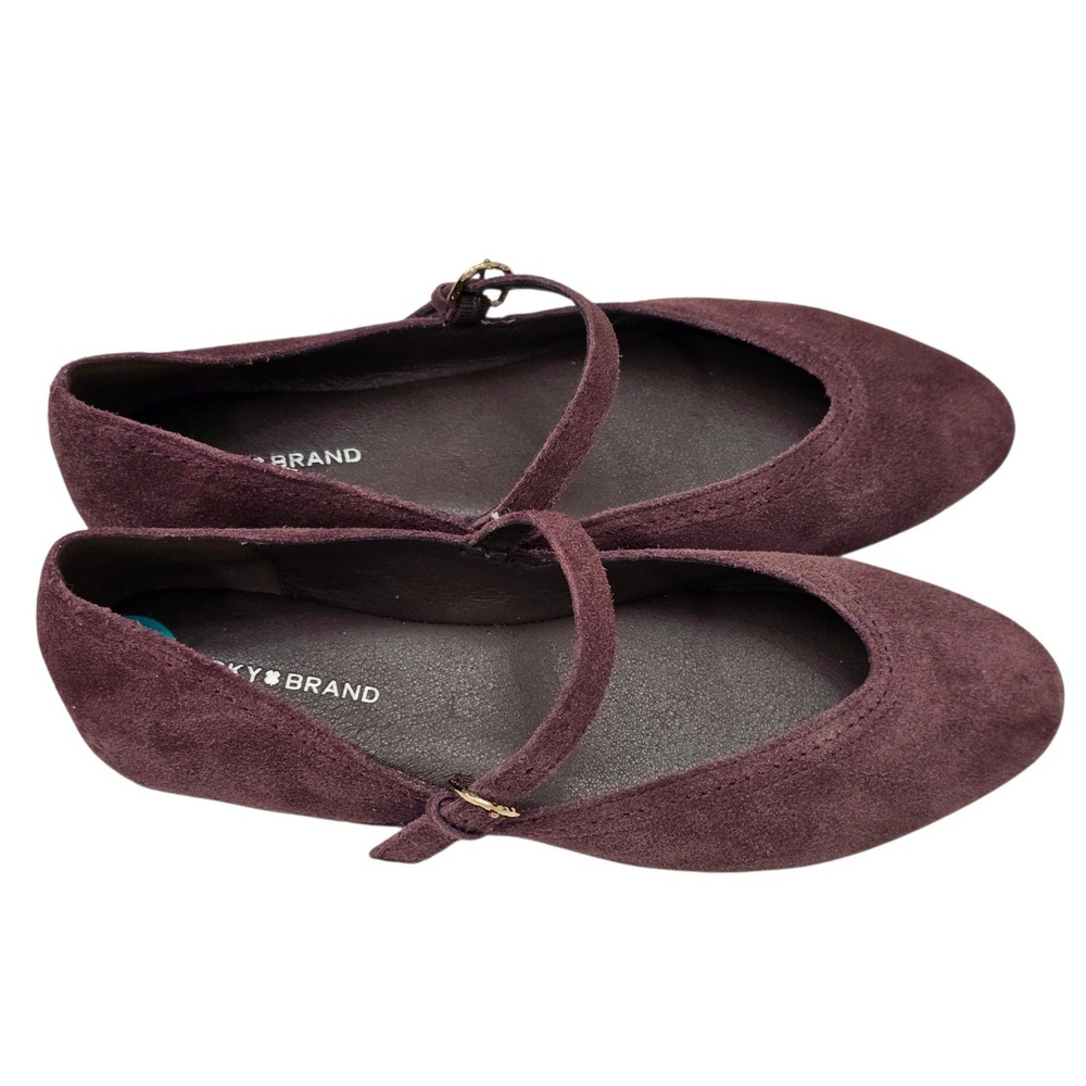 Lucky Brand Burgundy Suede Mary Jane Flats 8 Balletcore Dark Academia Preppy